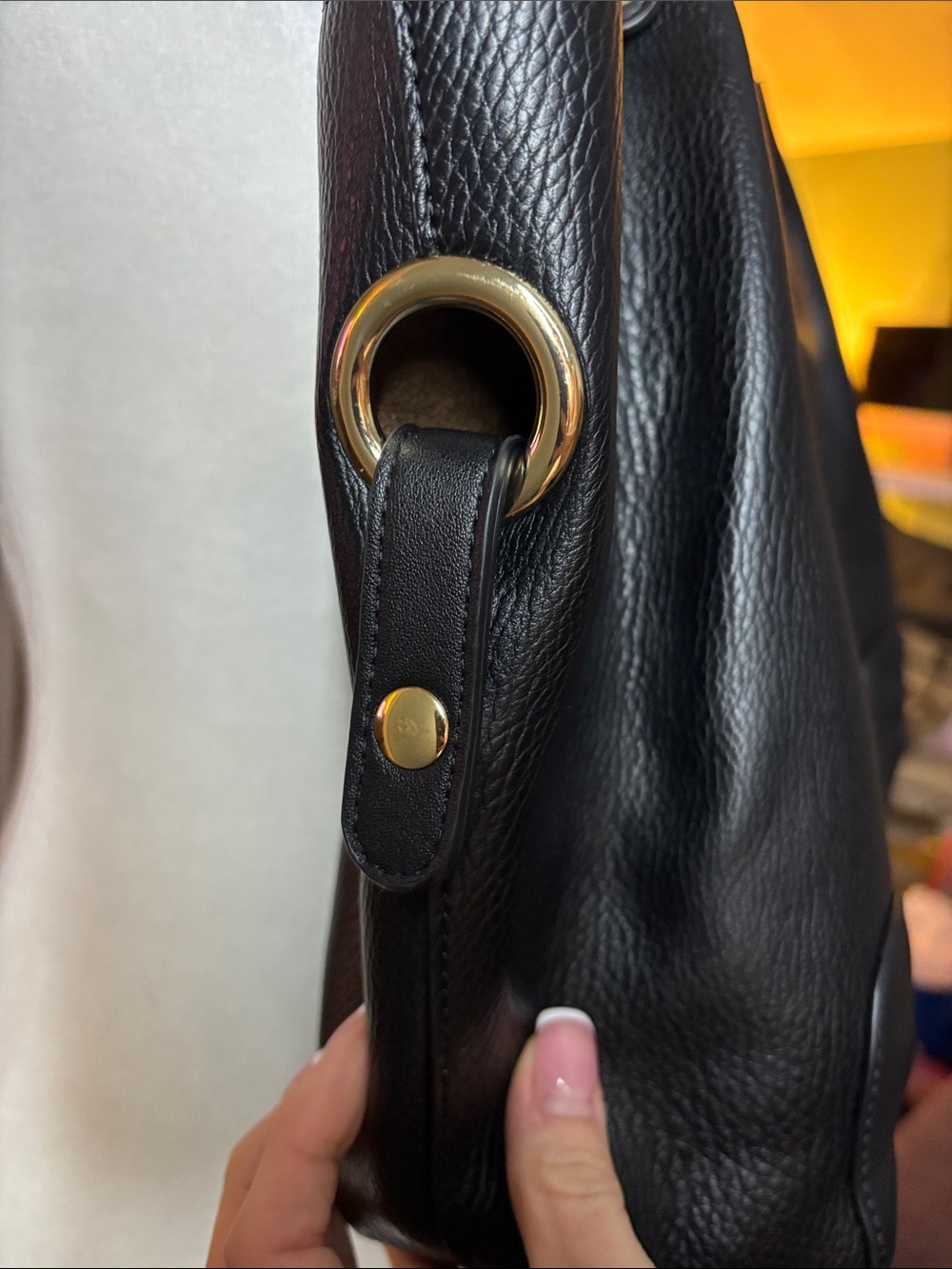 Sondra Roberts Black Leather Shoulder Bag with Gold Hardware - Picture 9 of 15